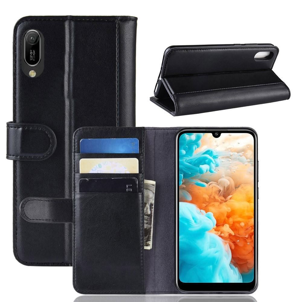 Étui en cuir veritable Huawei Y6 2019, Noir