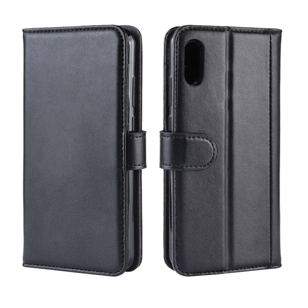 Étui en cuir veritable Huawei Y6 2019, Noir