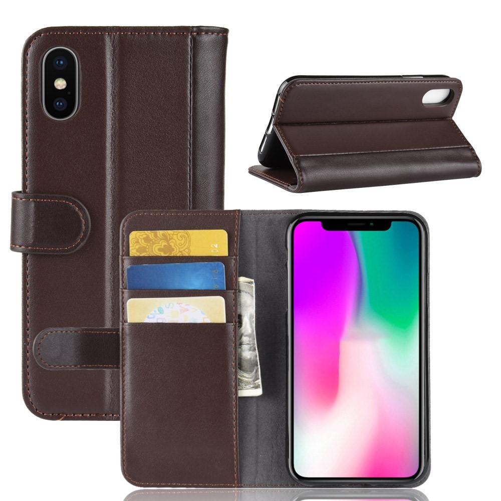 Étui en cuir veritable iPhone Xr, Marron
