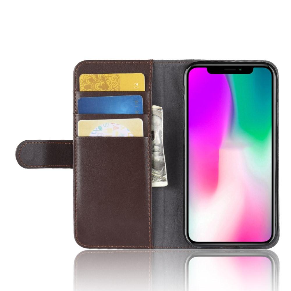 Étui en cuir veritable iPhone Xr, marron