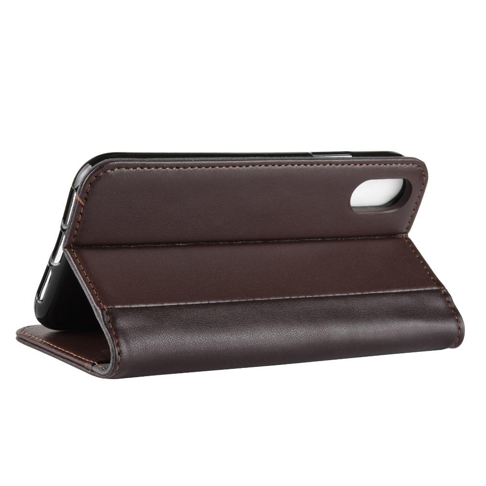 Étui en cuir veritable iPhone Xr, Marron