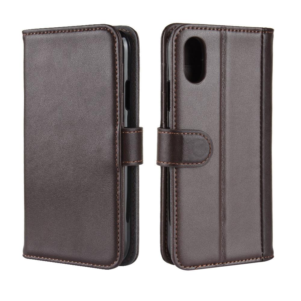 Étui en cuir veritable iPhone Xr, Marron