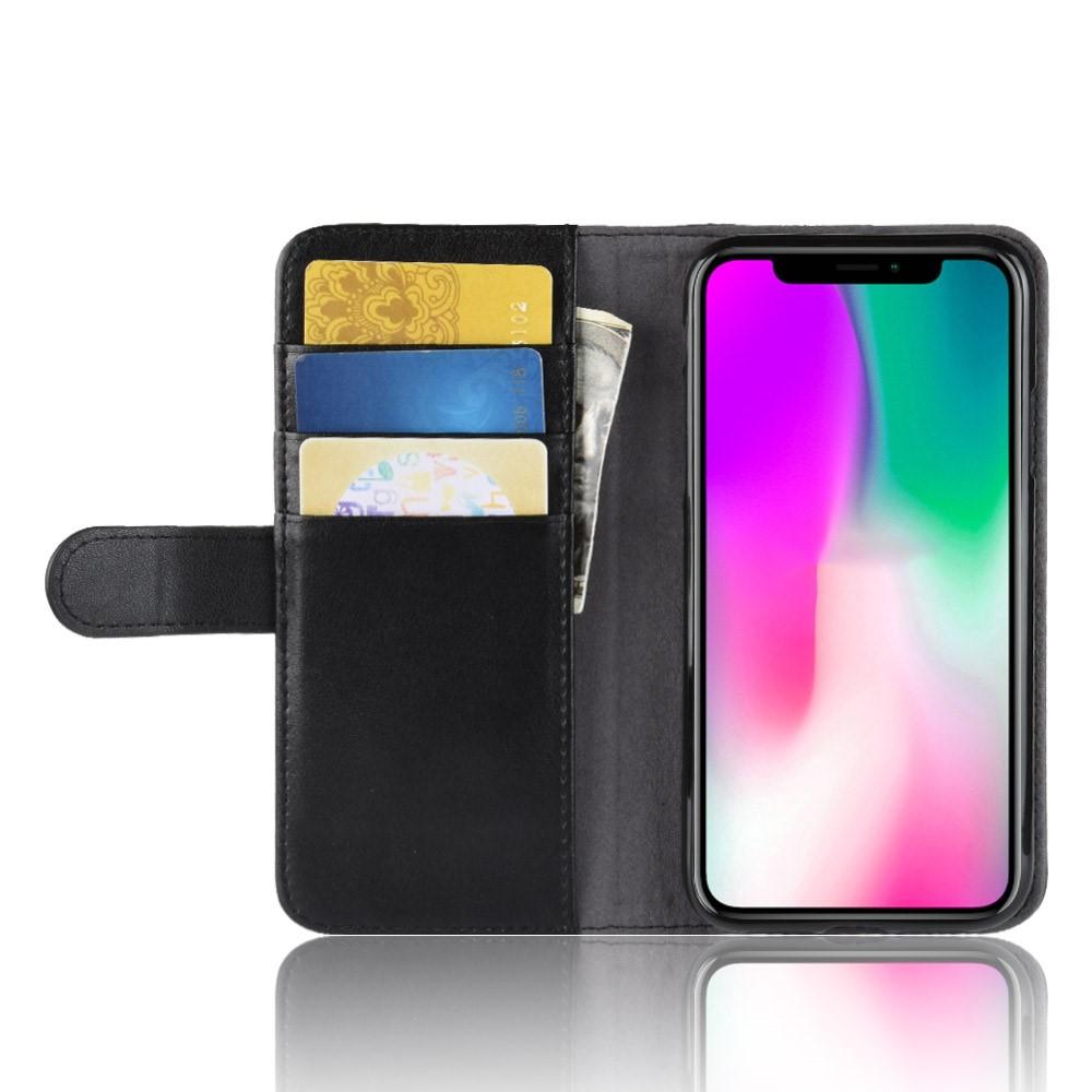 Étui en cuir veritable iPhone Xr, Noir