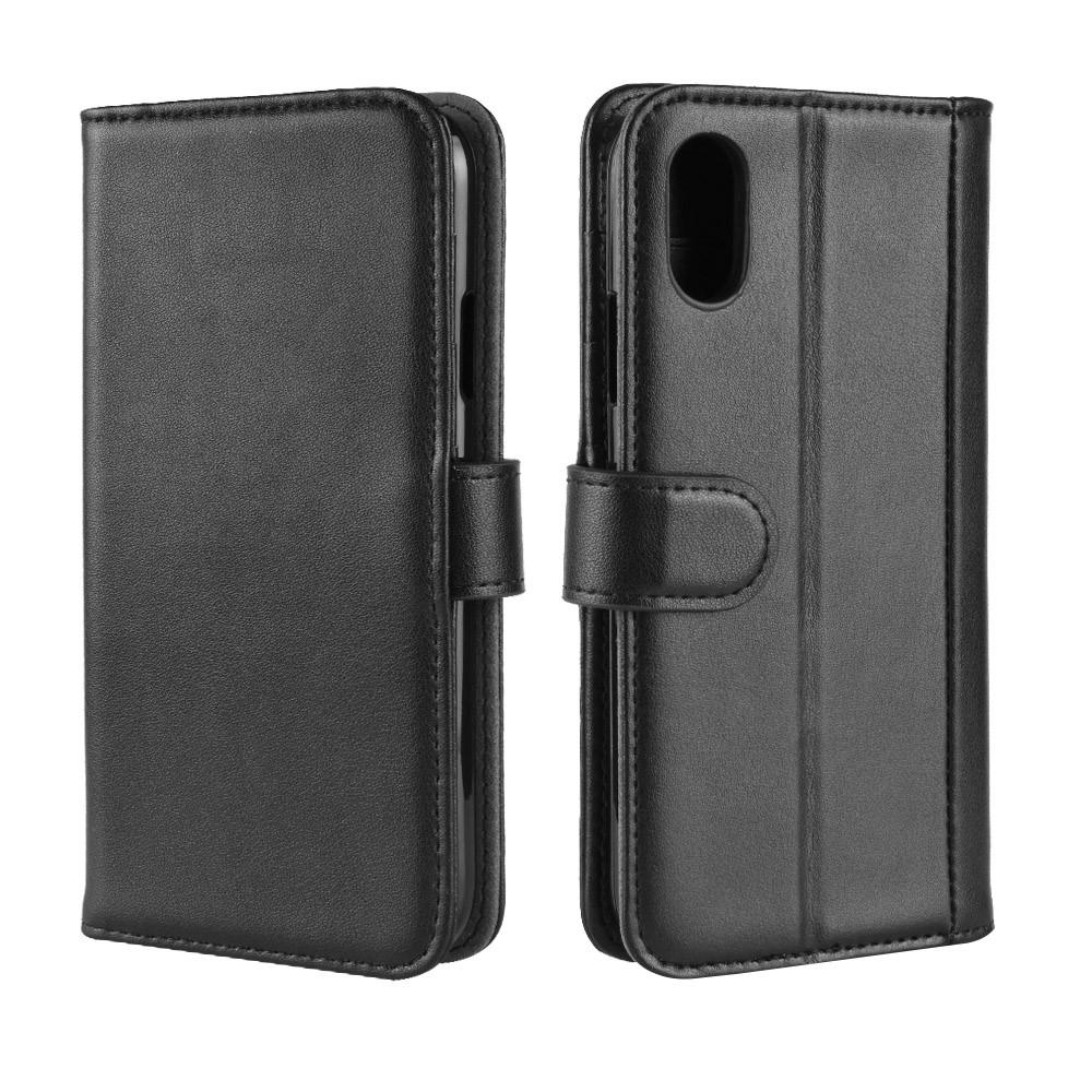Étui en cuir veritable iPhone Xr, Noir