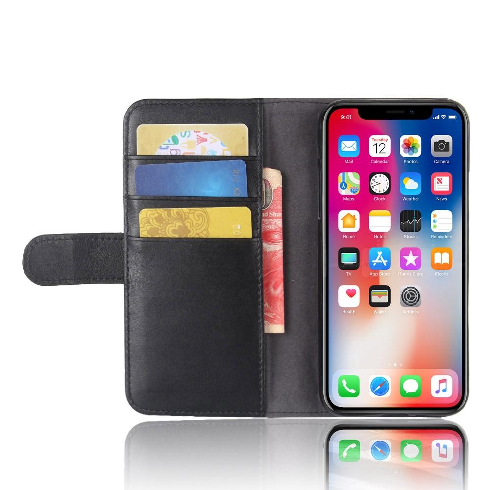 Étui en cuir veritable iPhone X/XS, noir