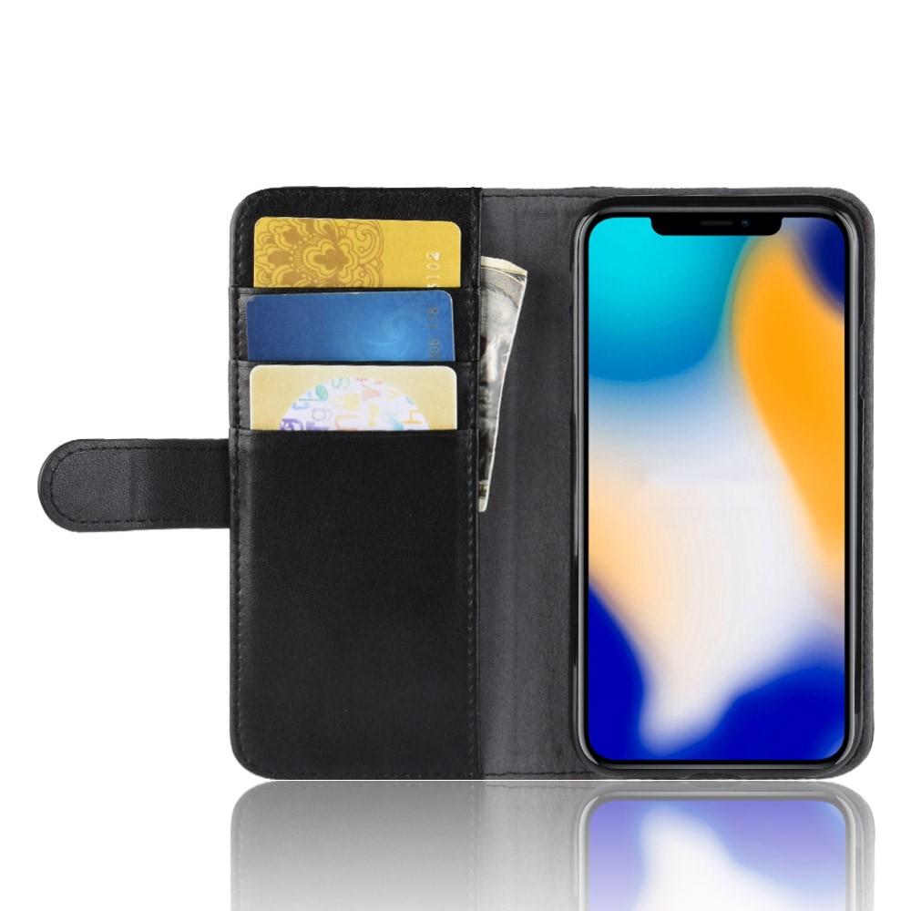 Étui en cuir veritable iPhone Xs Max, noir