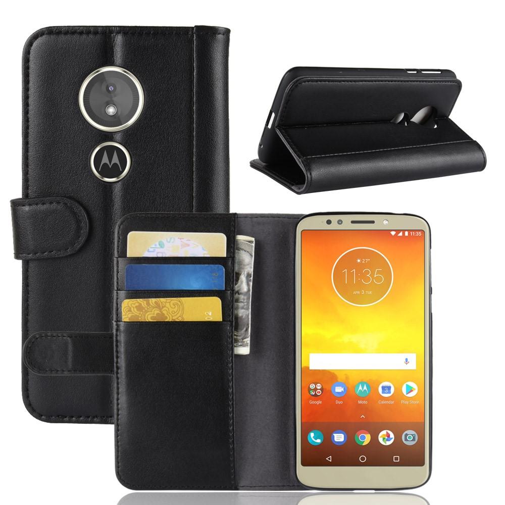 Étui en cuir veritable Motorola Moto E5/Moto G6 Play, Noir
