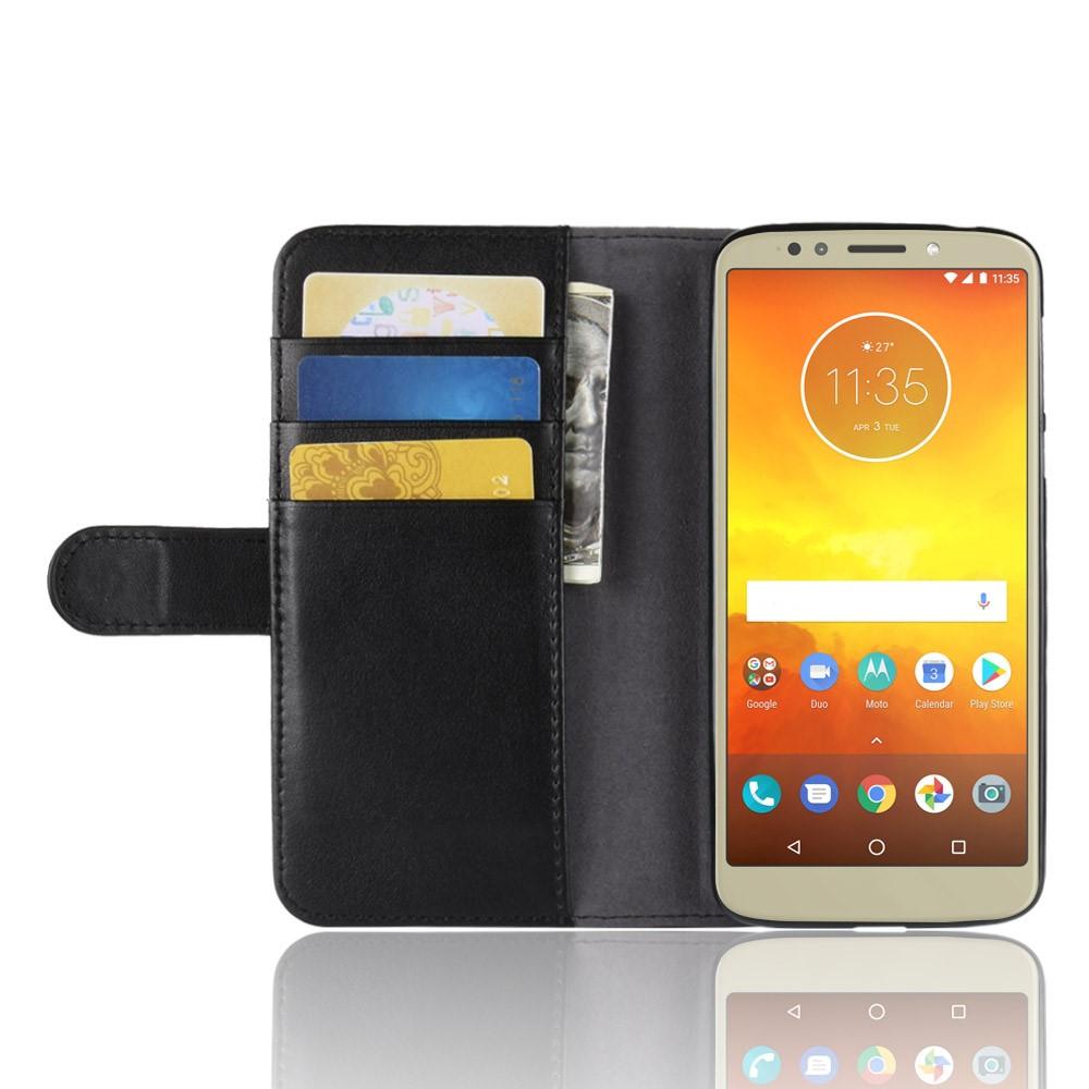 Étui en cuir veritable Motorola Moto E5/Moto G6 Play, Noir