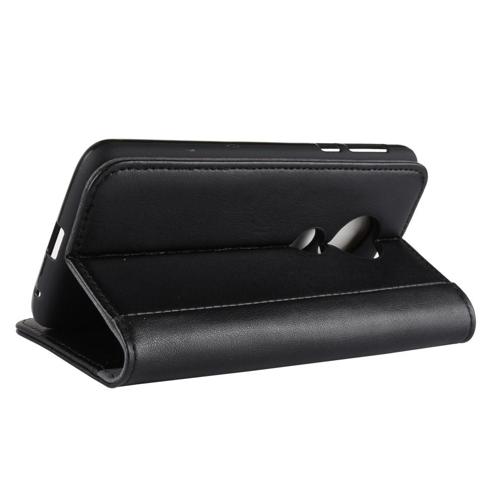 Étui en cuir veritable Motorola Moto E5/Moto G6 Play, Noir