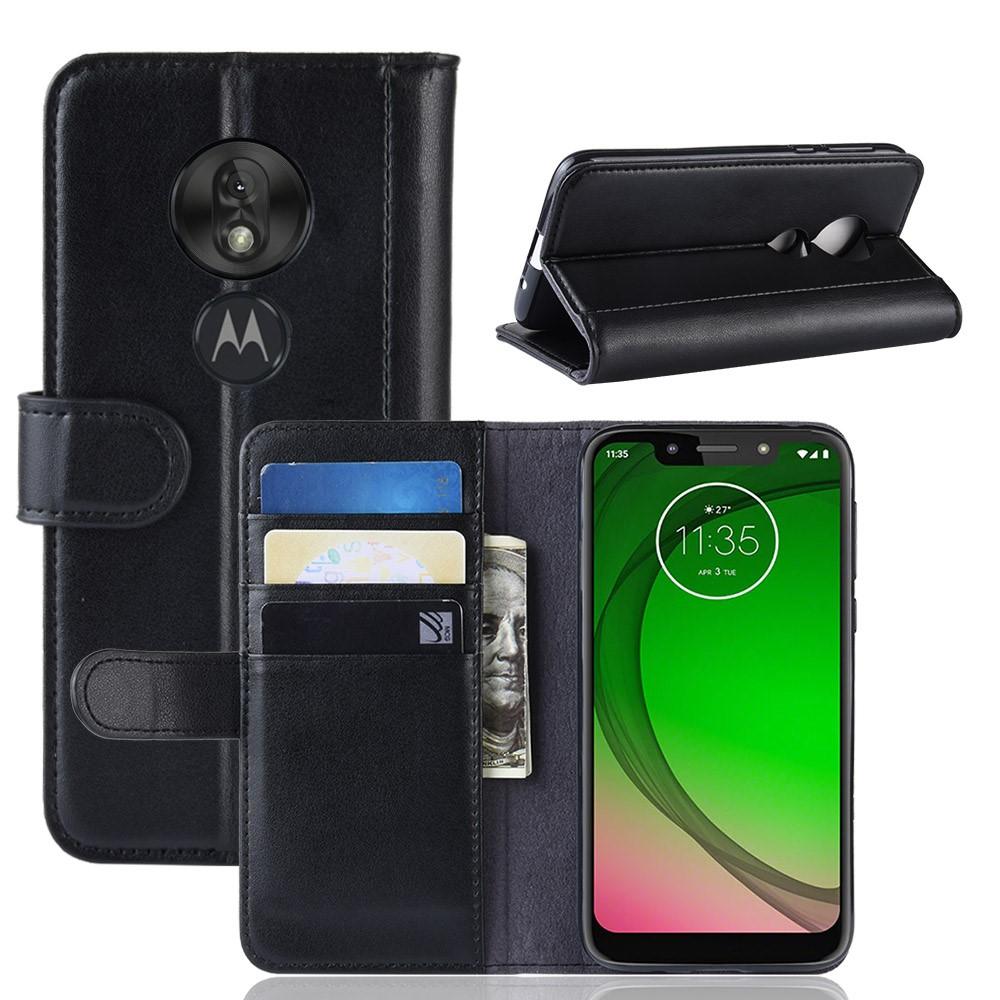 Étui en cuir veritable Motorola Moto G7 Play, noir