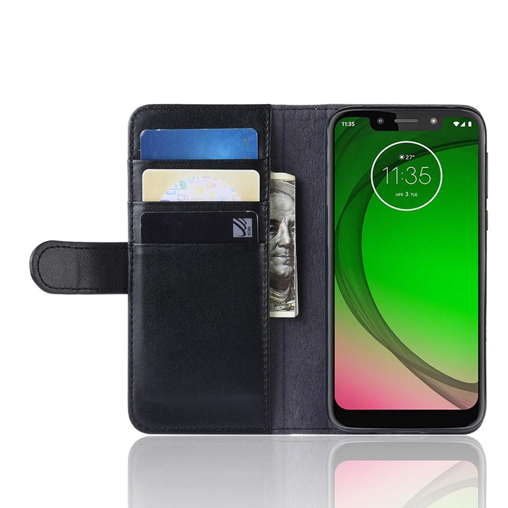 Étui en cuir veritable Motorola Moto G7 Play, noir