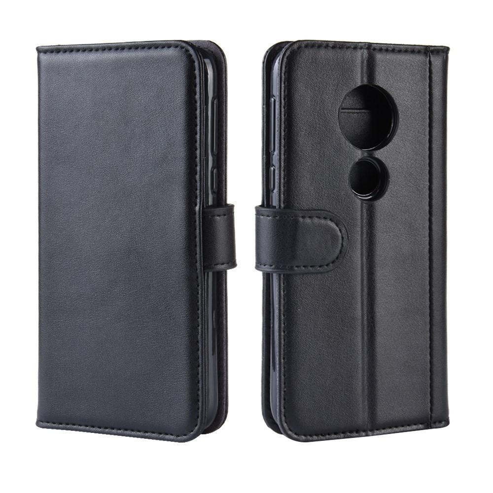 Étui en cuir veritable Motorola Moto G7 Play, noir