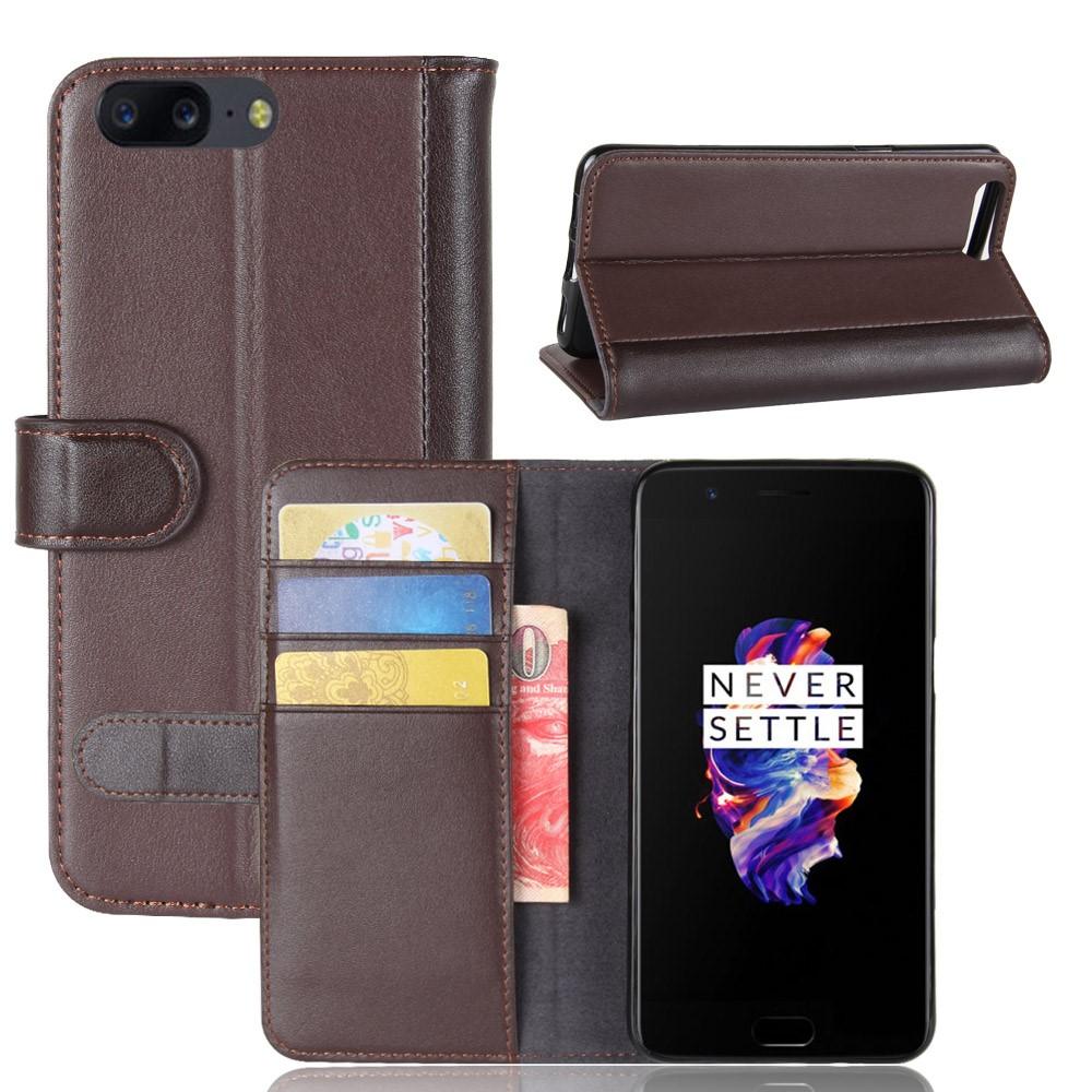 Étui en cuir veritable OnePlus 5, marron