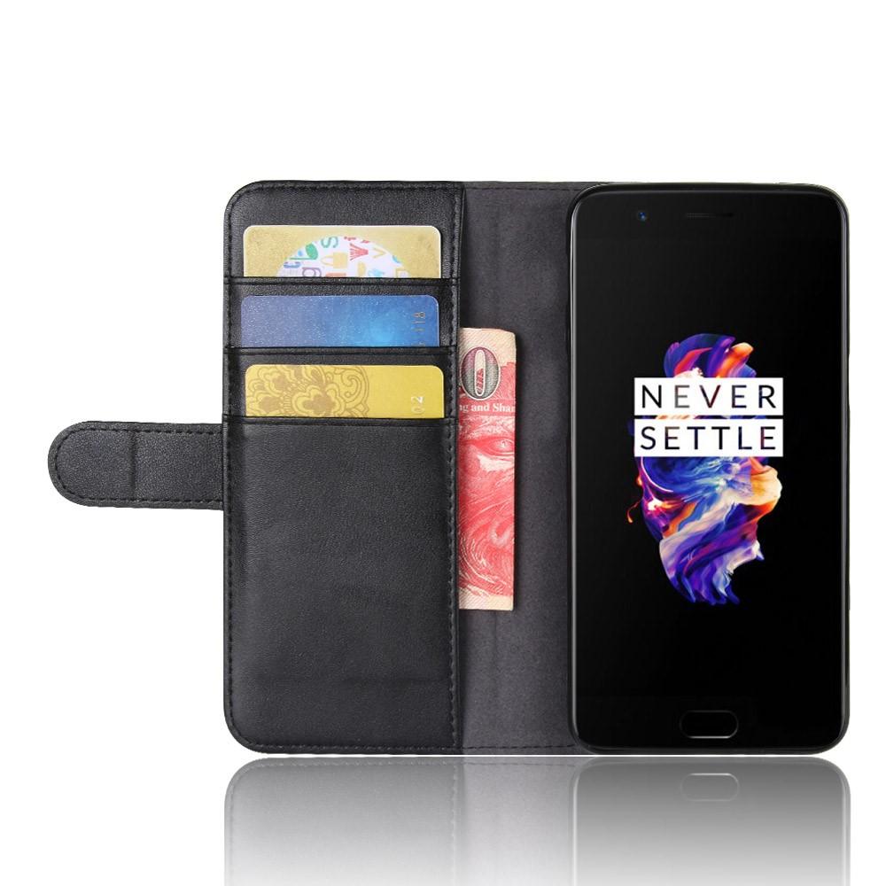 Étui en cuir veritable  OnePlus 5, Noir
