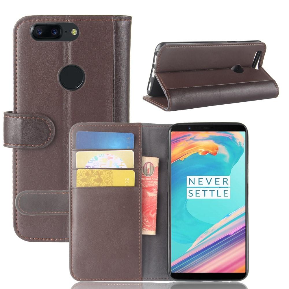 Étui en cuir veritable OnePlus 5T, marron