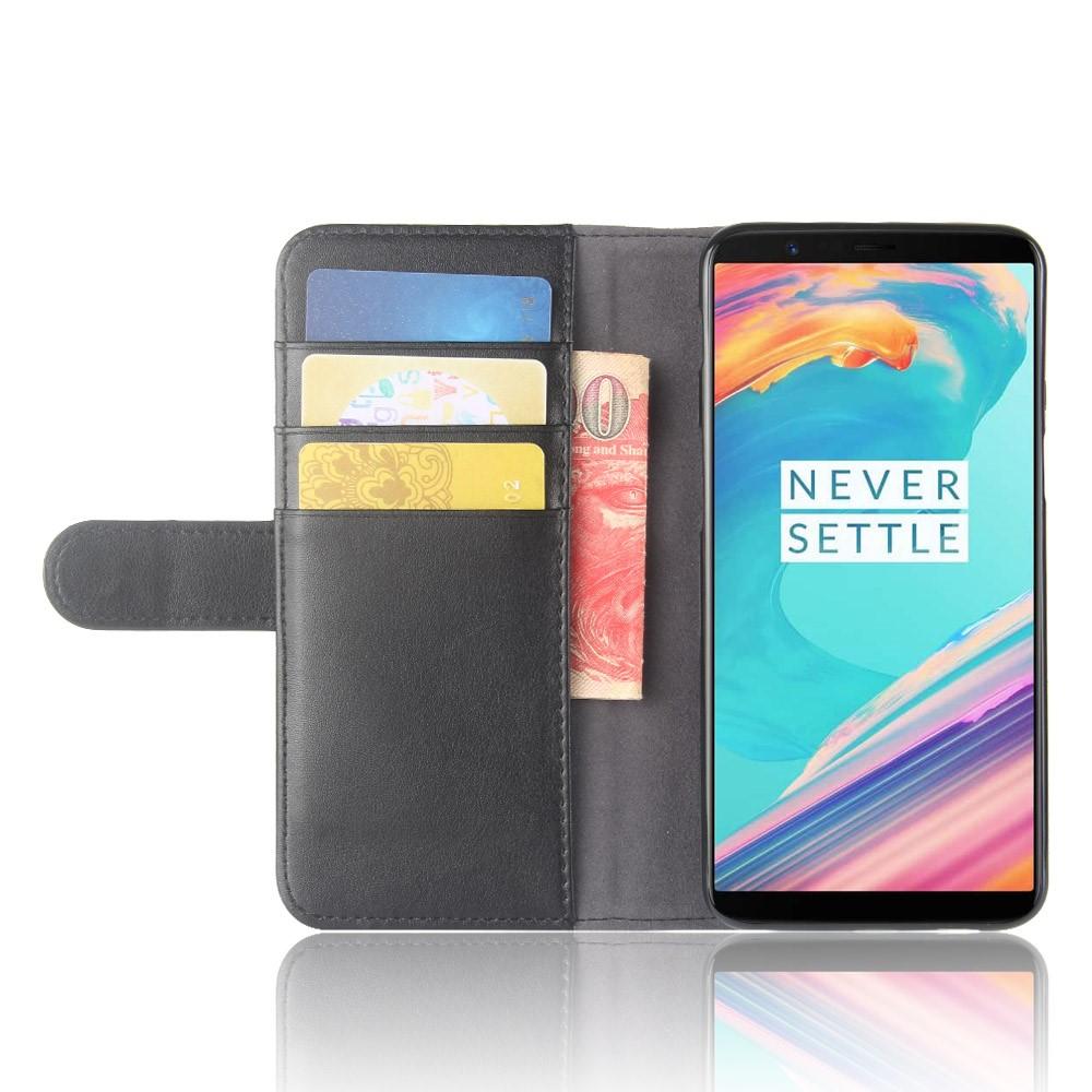 Étui en cuir veritable OnePlus 5T, noir