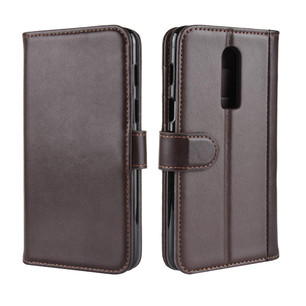 Étui en cuir veritable  OnePlus 6, Marron