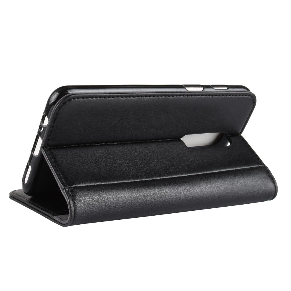 Étui en cuir veritable  OnePlus 6, Noir