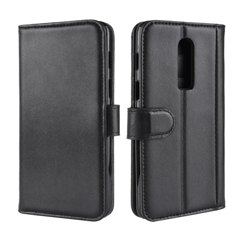 Étui en cuir veritable  OnePlus 6, Noir