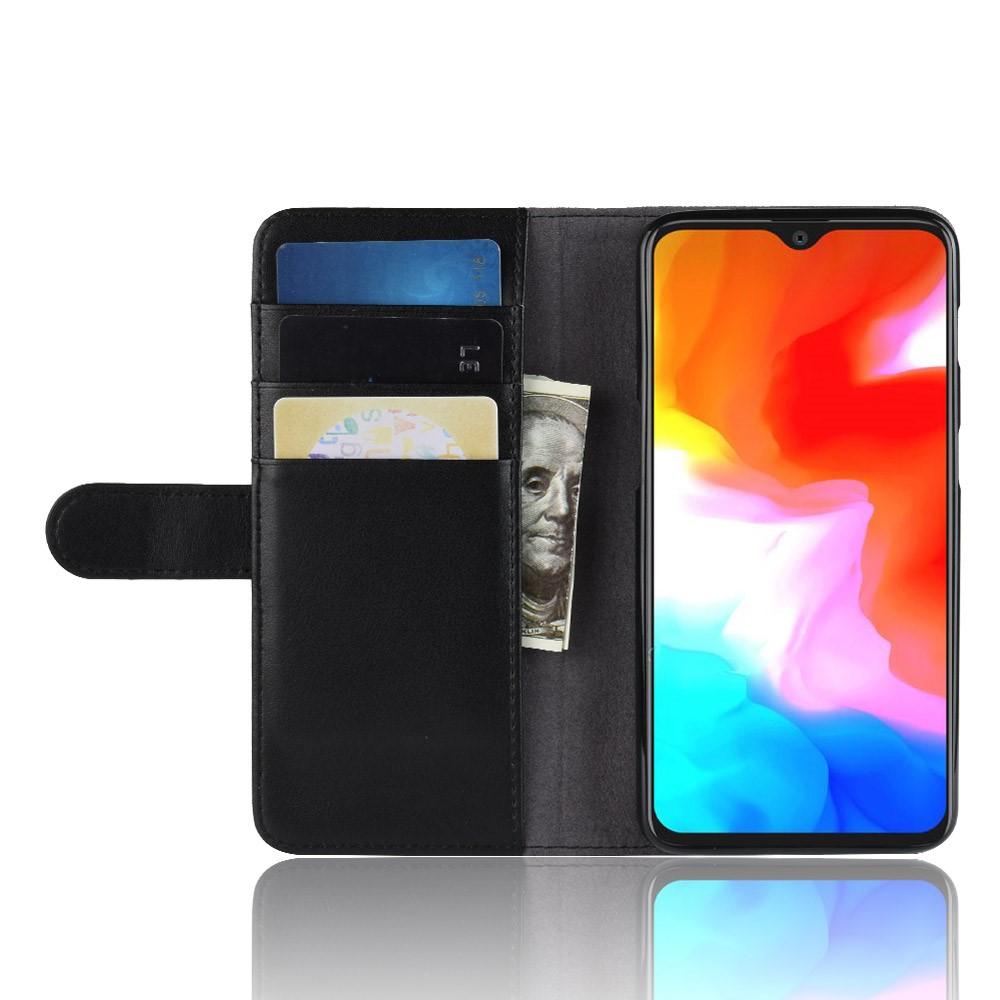 Étui en cuir veritable OnePlus 6T, noir