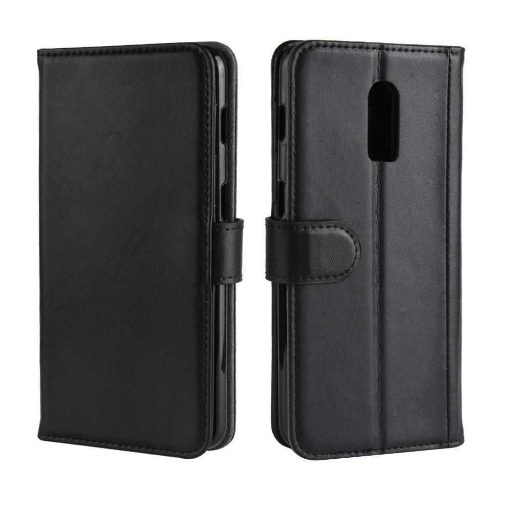 Étui en cuir veritable  OnePlus 6T, Noir