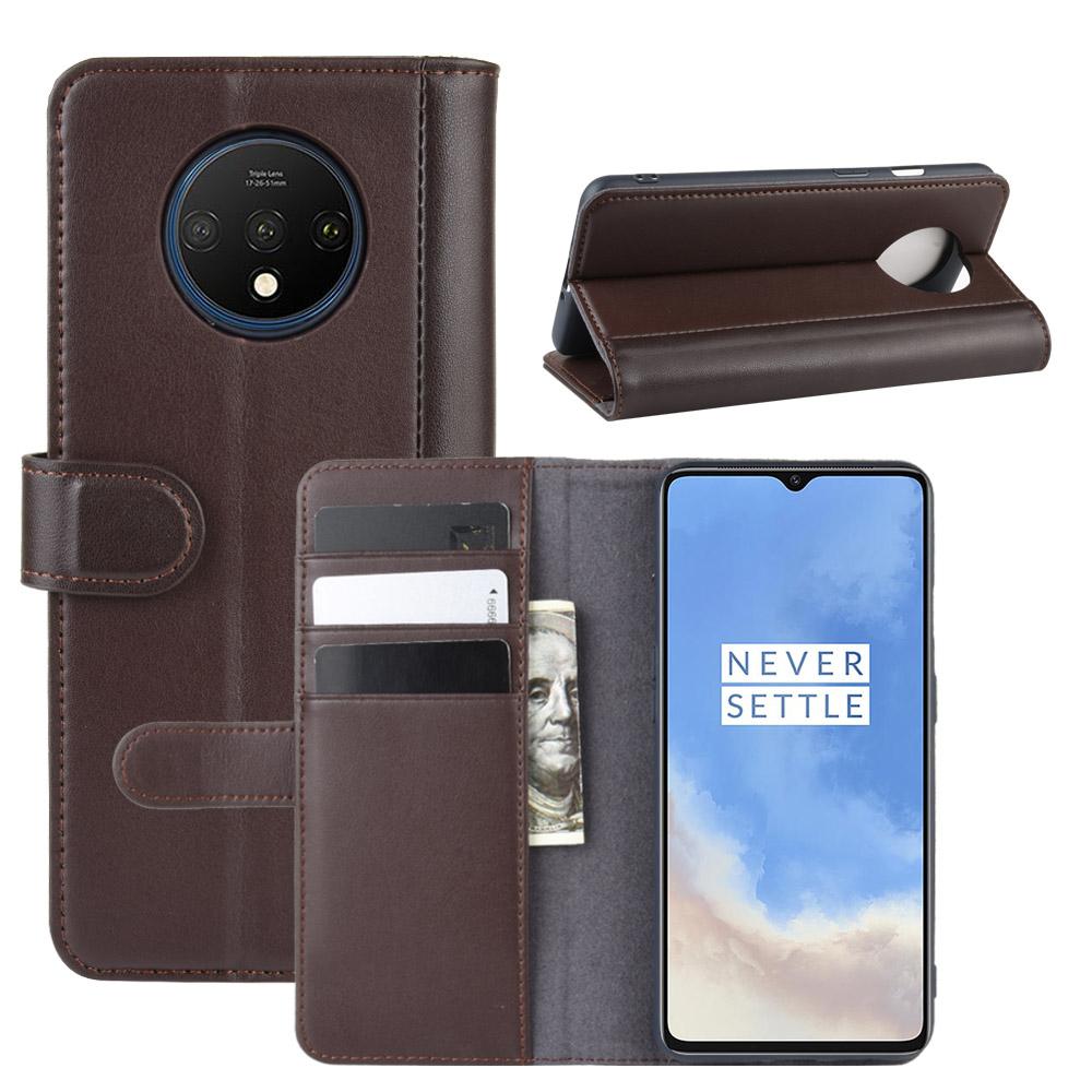 Étui en cuir veritable OnePlus 7T, marron