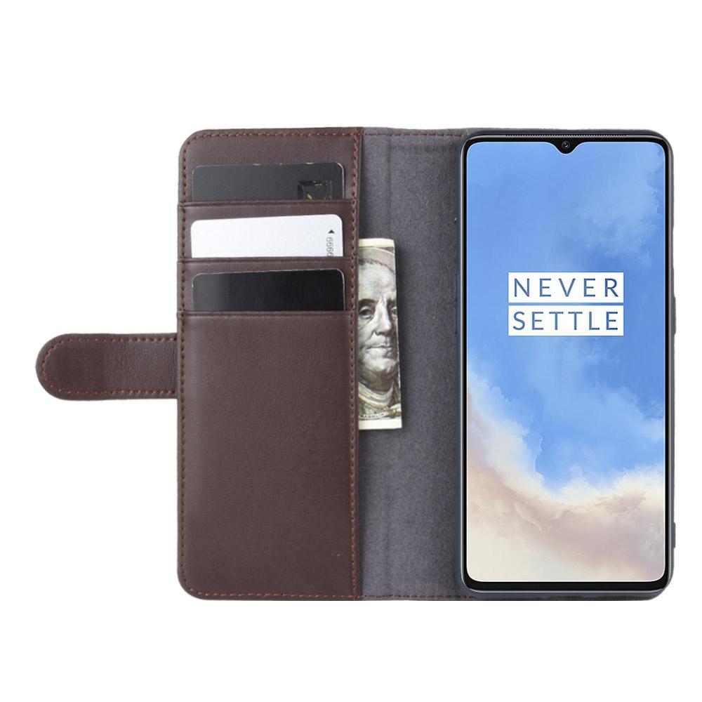 Étui en cuir veritable OnePlus 7T, marron