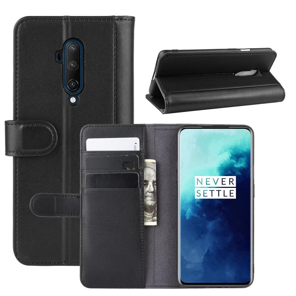 Étui en cuir veritable OnePlus 7T Pro, noir