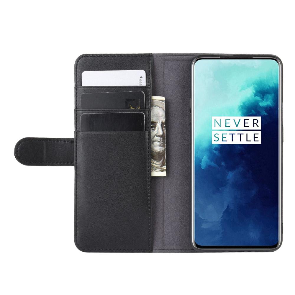 Étui en cuir veritable OnePlus 7T Pro, noir