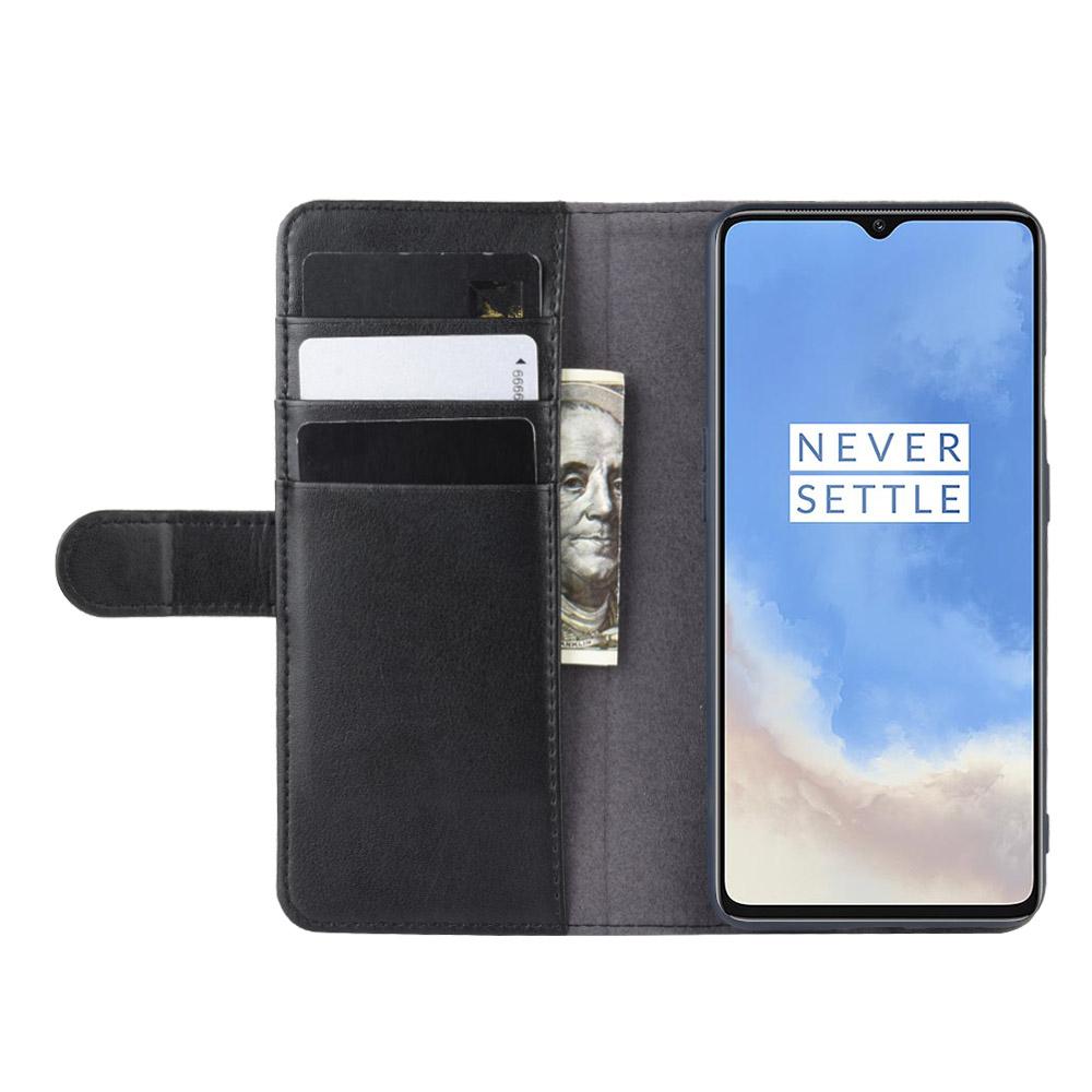 Étui en cuir veritable OnePlus 7T, noir