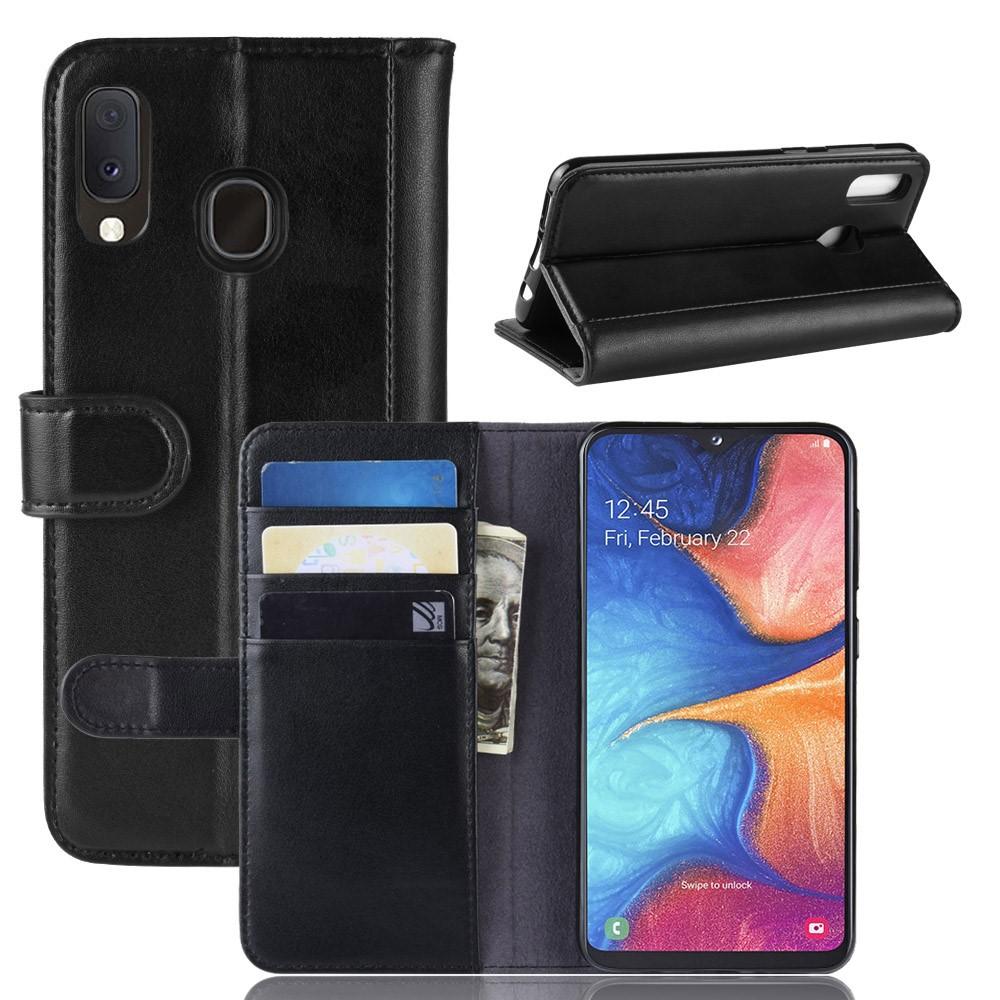 Étui en cuir veritable Samsung Galaxy A20e, Noir