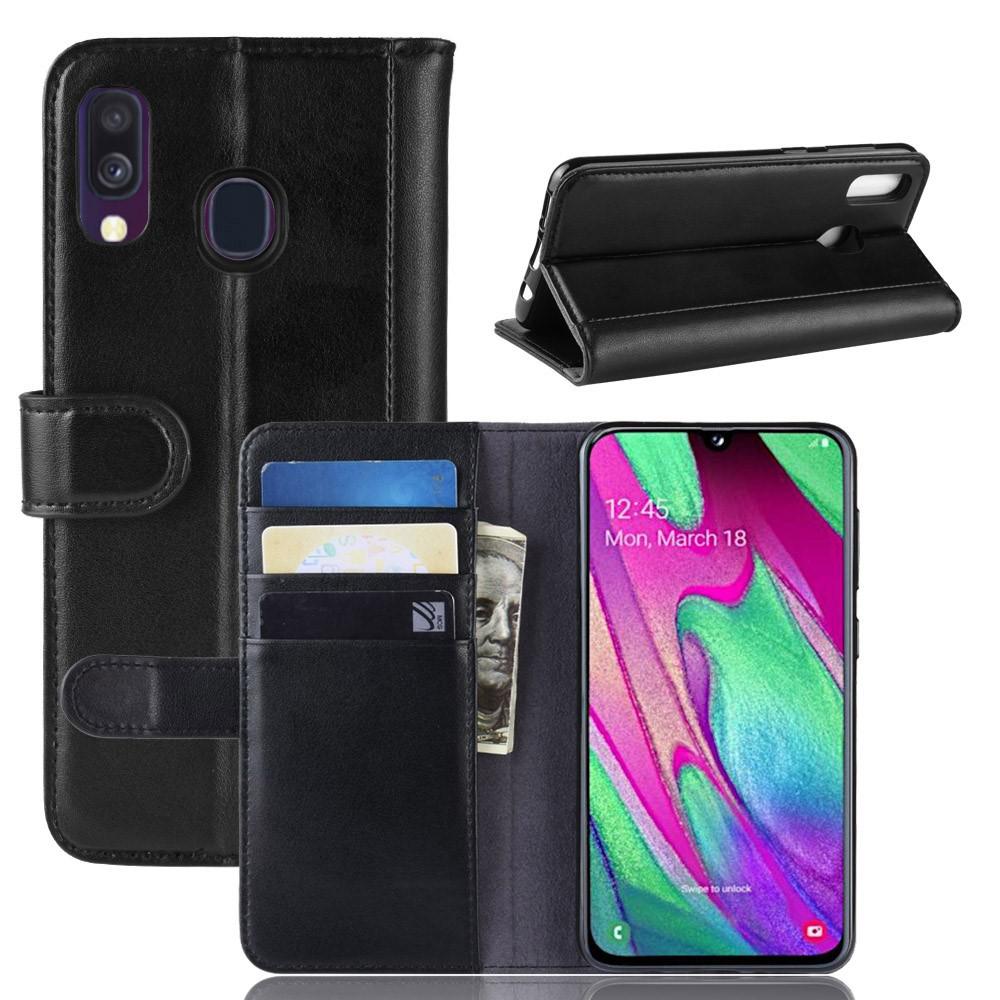 Étui en cuir veritable Samsung Galaxy A40, Noir