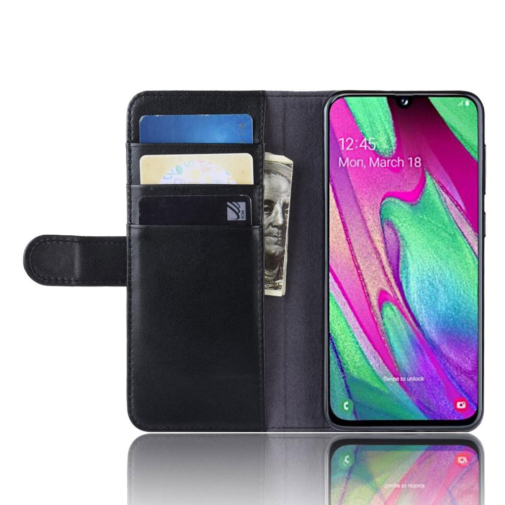 Étui en cuir veritable Samsung Galaxy A40, noir