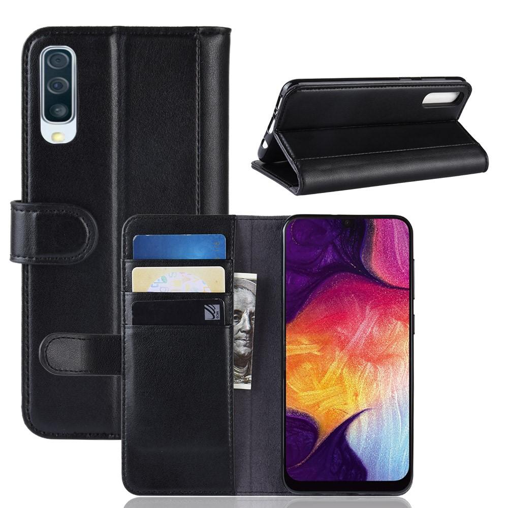 Étui en cuir veritable Samsung Galaxy A50, Noir