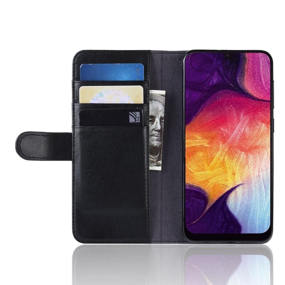 Étui en cuir veritable Samsung Galaxy A50, noir