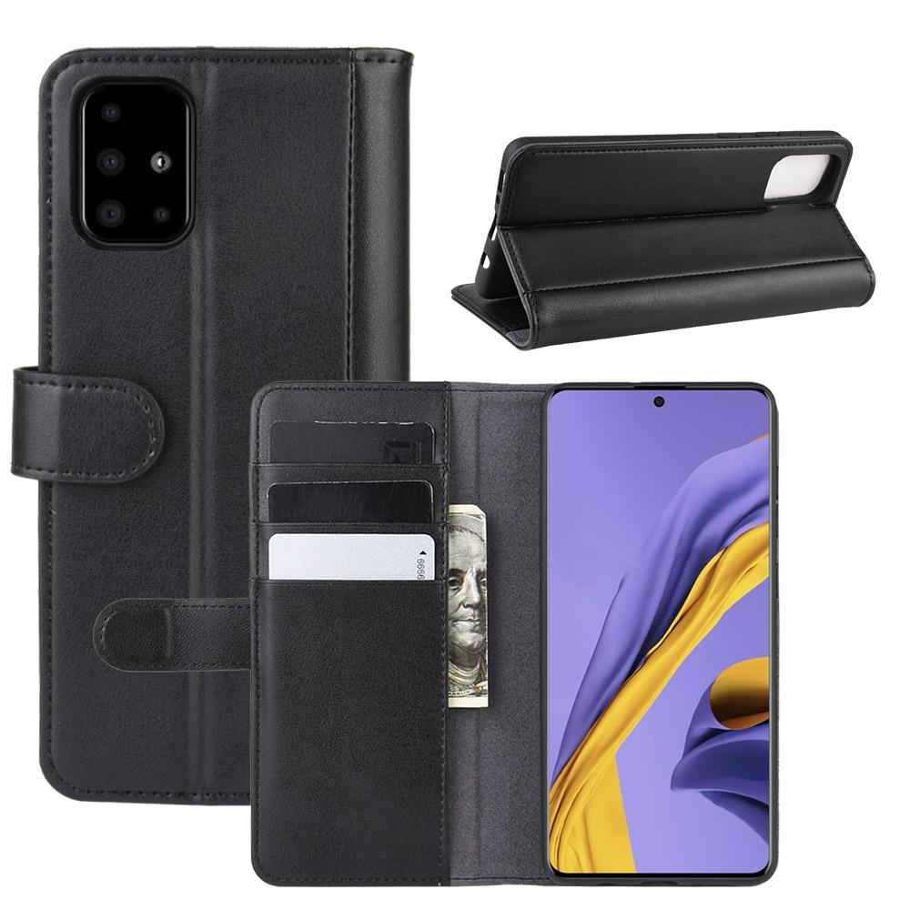 Étui en cuir veritable Samsung Galaxy A51, Noir