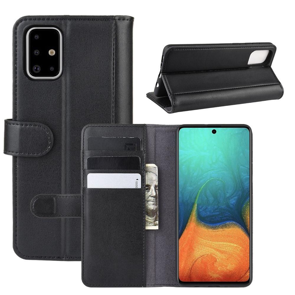 Étui en cuir veritable Samsung Galaxy A71, Noir