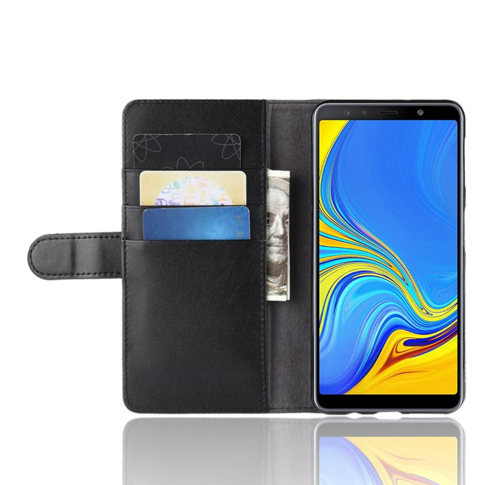 Étui en cuir veritable Samsung Galaxy A7 2018 Noir