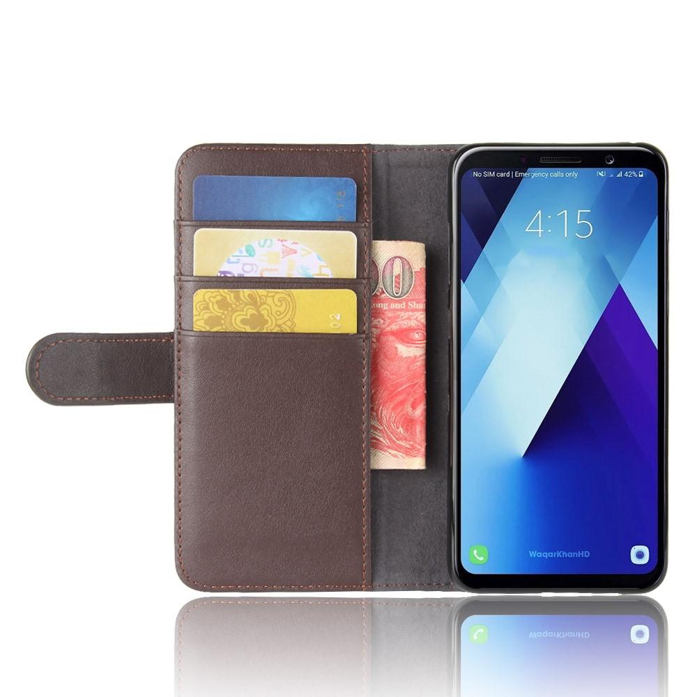 Étui en cuir veritable Samsung Galaxy A8 2018, marron