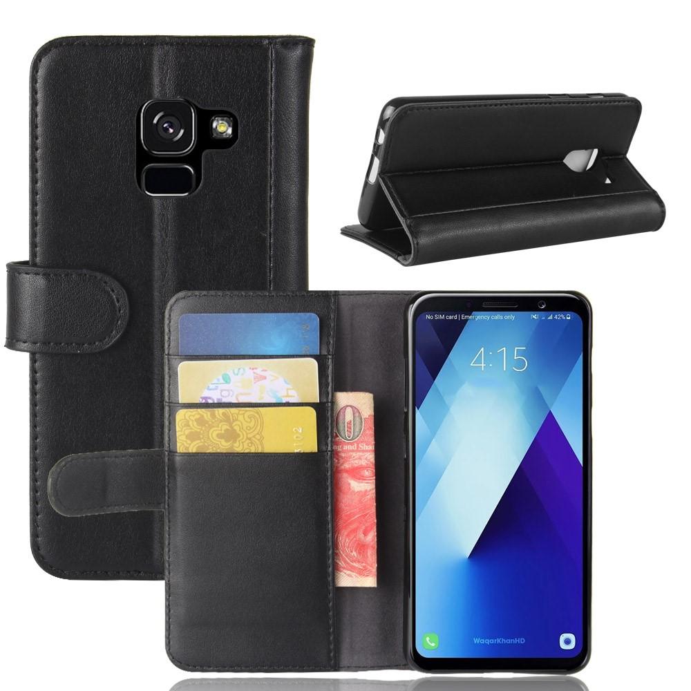 Étui en cuir veritable Samsung Galaxy A8 2018, Noir