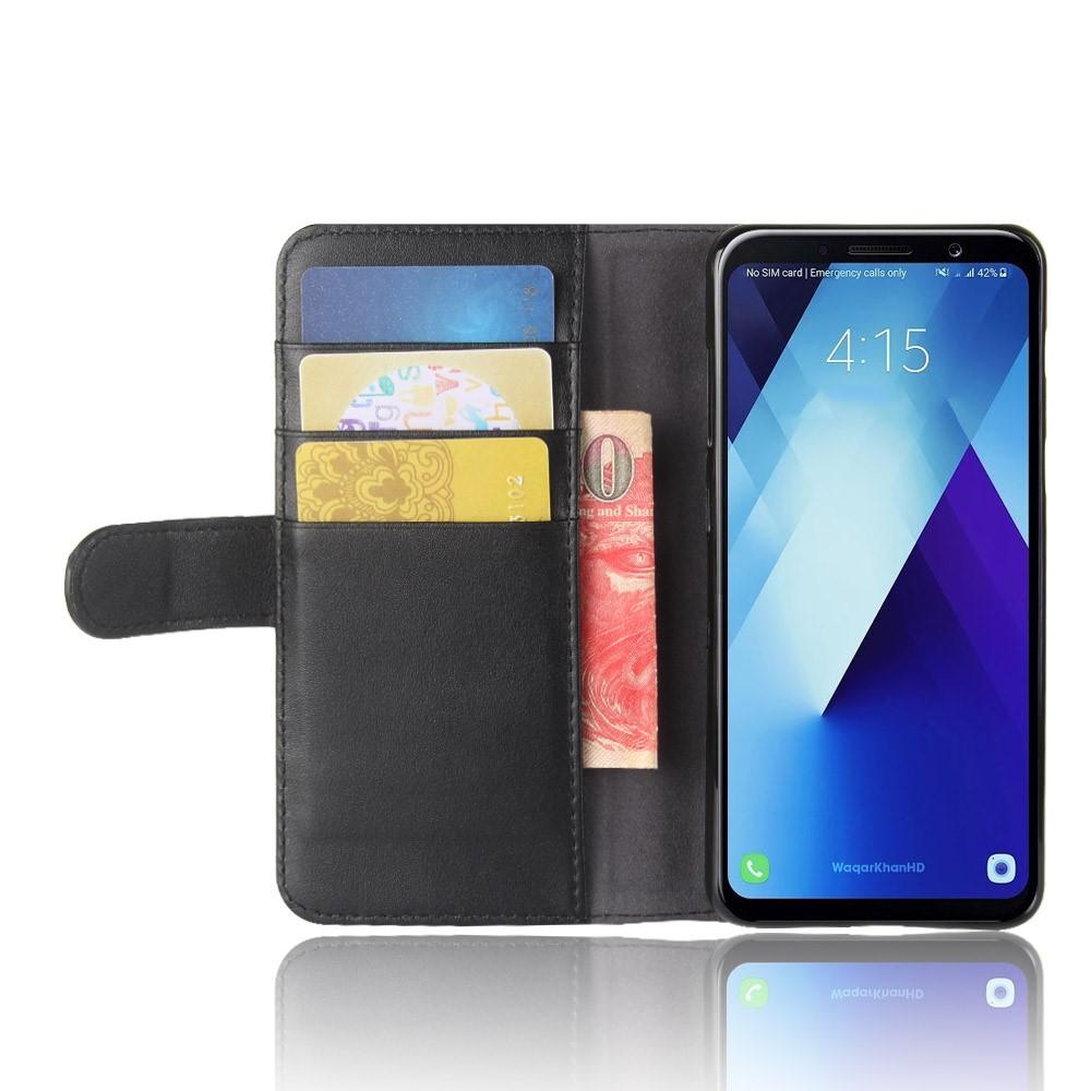 Étui en cuir veritable Samsung Galaxy A8 2018, noir