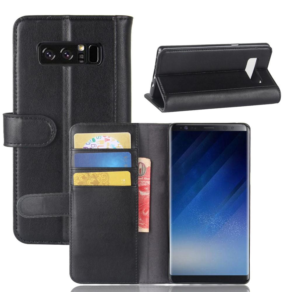 Étui en cuir veritable Samsung Galaxy Note 8, noir