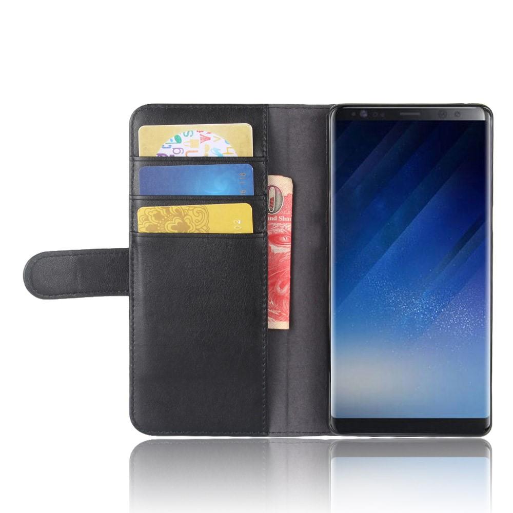 Étui en cuir veritable Samsung Galaxy Note 8, Noir