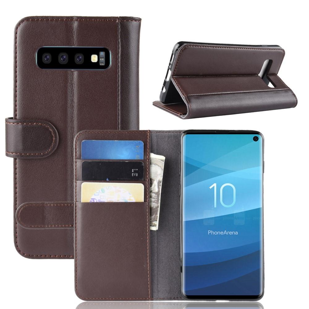 Étui en cuir veritable Samsung Galaxy S10, marron