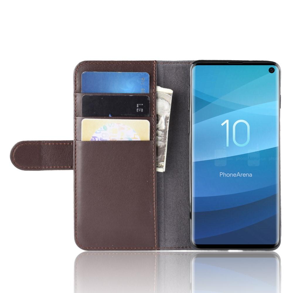 Étui en cuir veritable Samsung Galaxy S10, marron