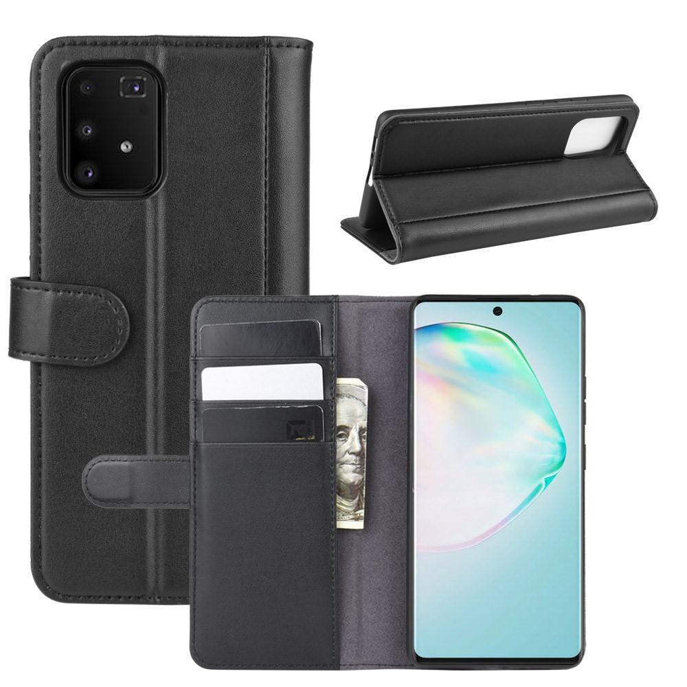 Étui en cuir veritable Samsung Galaxy S10 Lite, noir