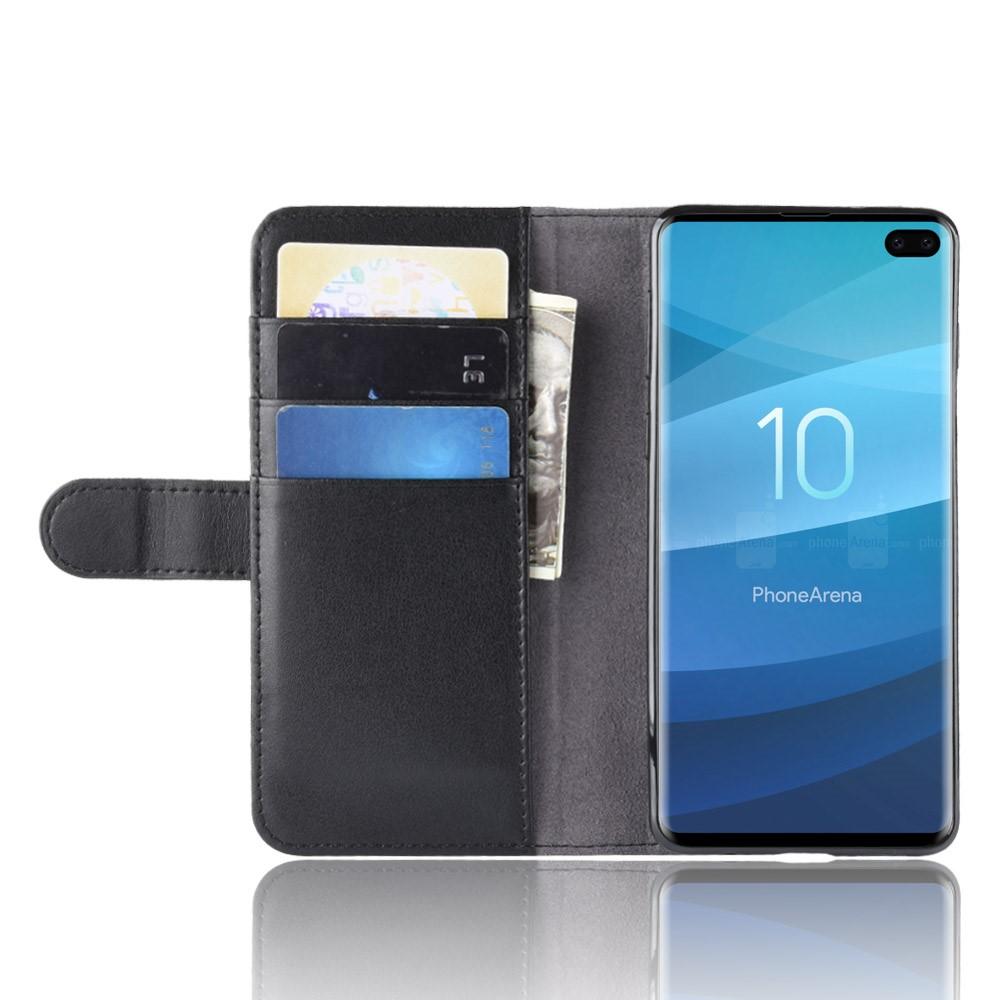 Étui en cuir veritable Samsung Galaxy S10 Plus, Noir