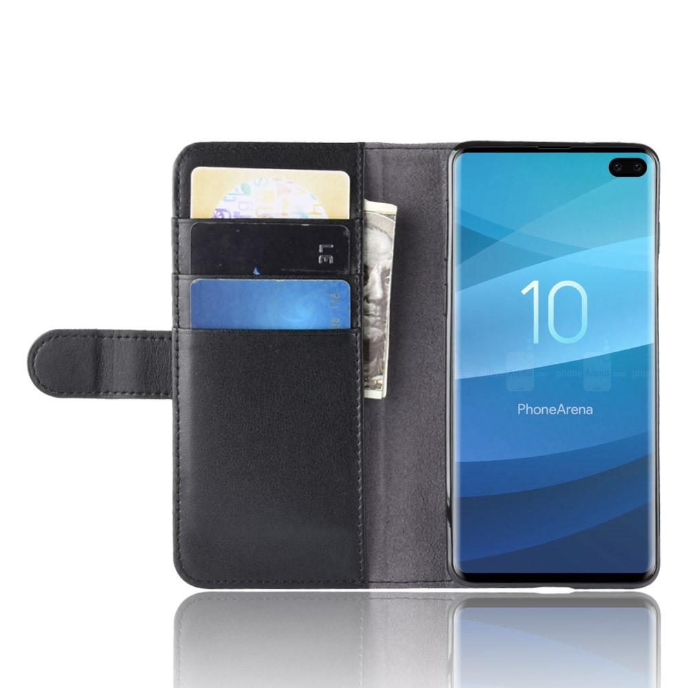 Étui en cuir veritable Samsung Galaxy S10 Plus, noir