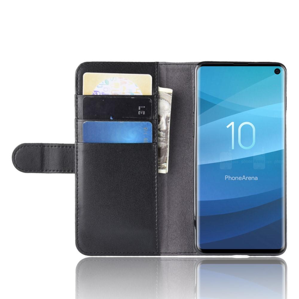 Étui en cuir veritable Samsung Galaxy S10, noir