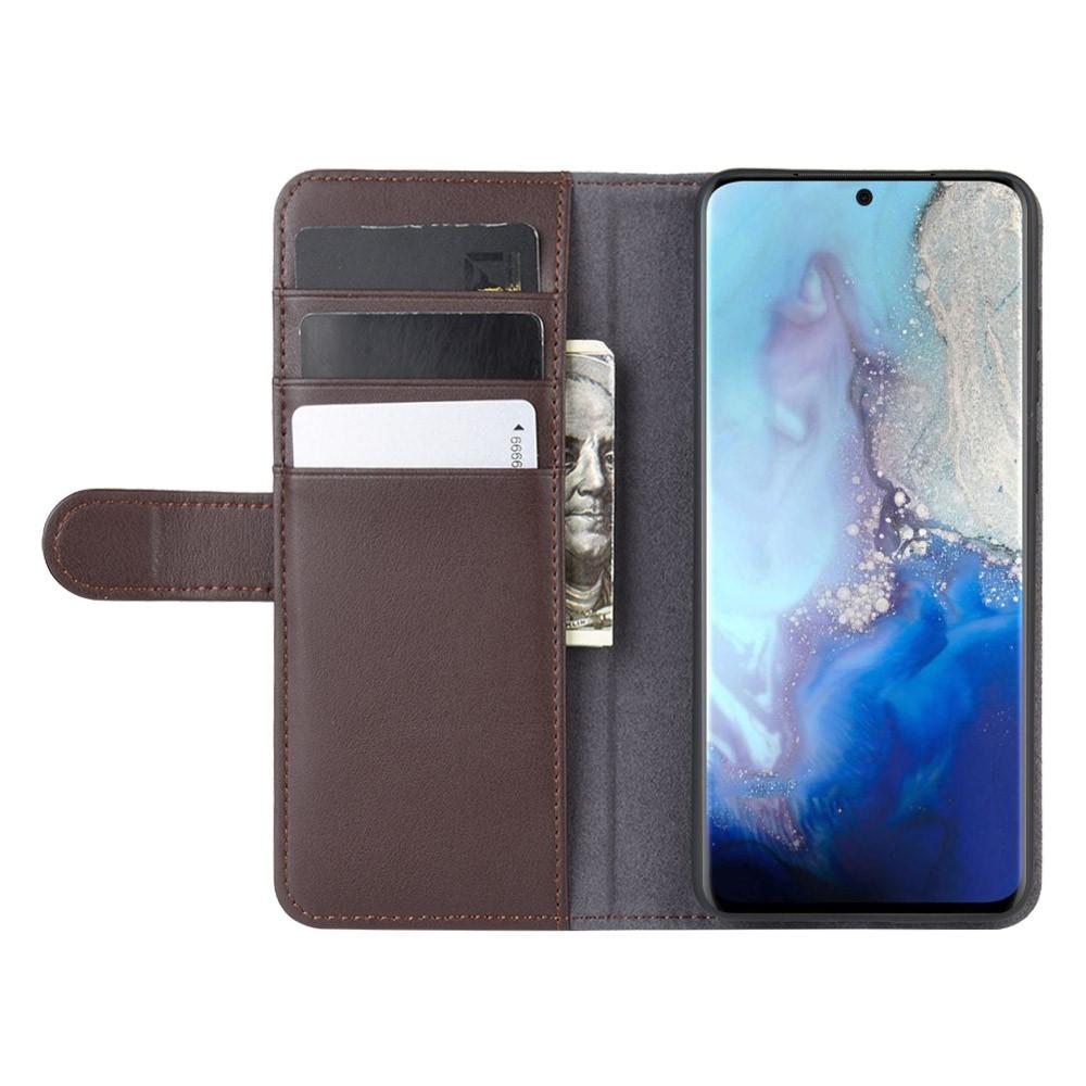 Étui en cuir veritable Samsung Galaxy S20, Marron